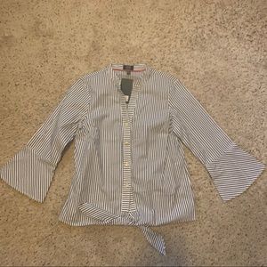 Jones New York Front-Tie Button-Down Striped Shirt